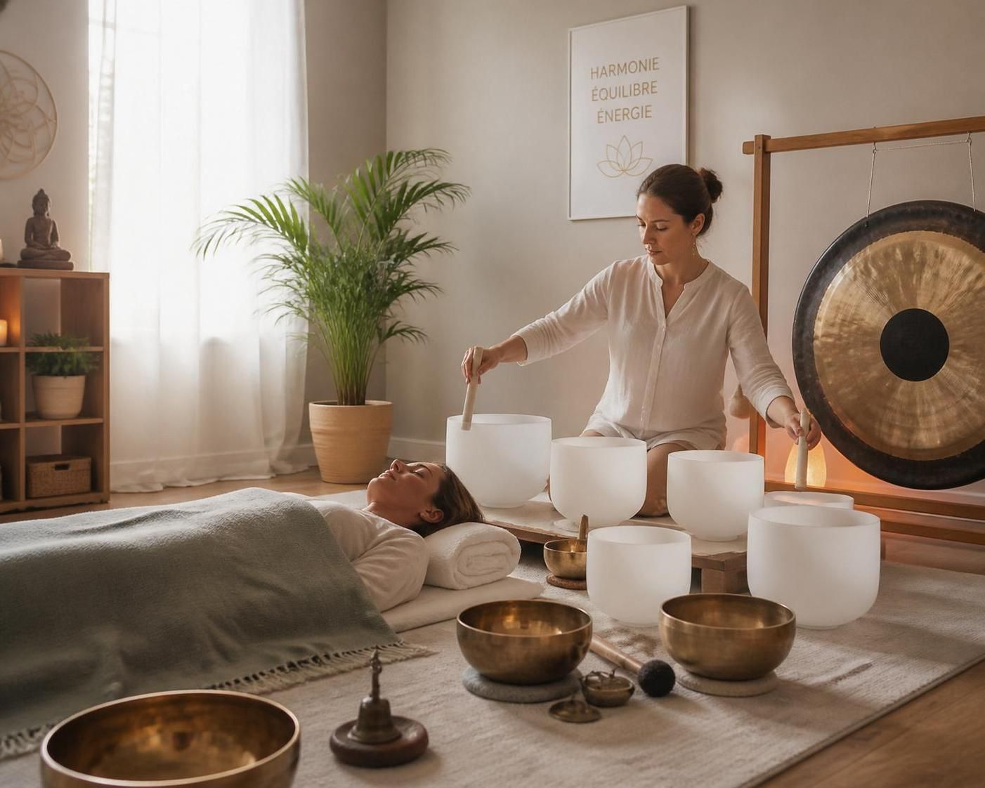Sonothérapie : qu'est-ce que c'est ? 3 Découvrez la sonothérapie, une technique de bien-être utilisant les sons et vibrations pour favoriser la relaxation et l'équilibre émotionnel. Apprenez ses bienfaits et comment elle fonctionne.
